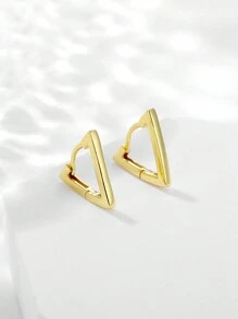 HuooNew 1pair Simple 925 Sterling Silver Triangle Earrings, Unisex Summer Silver Jewelry, Gift For Him Or Her