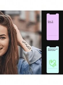 Pegatina de tatuaje temporal de flores para hombre y mujer, resistente al agua y de larga duración, tatuaje temporal desechable,tatuajes maquina para tatuar tatuajes falsos - Negro - Ver 4