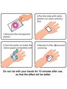 Pegatina de tatuaje temporal de flores para hombre y mujer, resistente al agua y de larga duración, tatuaje temporal desechable,tatuajes maquina para tatuar tatuajes falsos - Negro - Ver 6