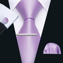 Cravate florale violette royale pour hommes, ensemble de cravate de luxe en soie jacquard avec mouchoir pour mariage et soirée