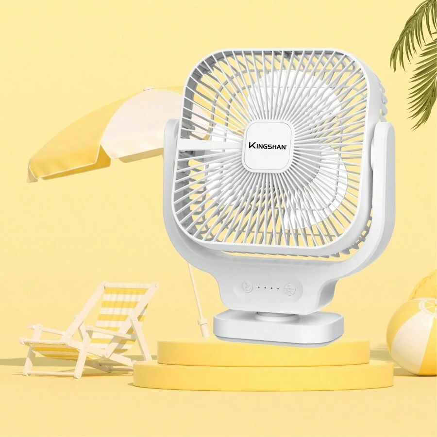 Quạt bàn di động yên tĩnh KINGSHAN 6 inch tích hợp pin lithium có thể sạc lại, 12 đèn LED, sạc Type-C, pin 2 X 1200mAh, thời gian làm việc 2-4 giờ, 3 bánh răng và gió siêu mạnh, thích hợp cho văn phòng, gia đình và Hoạt động ngoài trời, cắm trại, họp mặt gia đình, trạm làm việc, v.v. - trắng - Xem 1