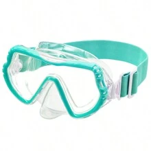 MYSTYLE 帶鼻罩潛水面鏡，彈性布料水肺面鏡，附防霧防破鏡片，適用於7-15歲青少年 - 薄荷綠 - 查看 6