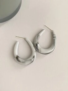 1 đôi Phổ biến nhất Cổ điển Hình chữ U vui tươi & Vòng khuyên tai đơn giản Thích hợp Đối với Của phụ nữ Mặc hàng ngày - màu đen - Xem 5