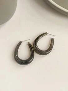 1 đôi Phổ biến nhất Cổ điển Hình chữ U vui tươi & Vòng khuyên tai đơn giản Thích hợp Đối với Của phụ nữ Mặc hàng ngày - màu đen - Xem 7