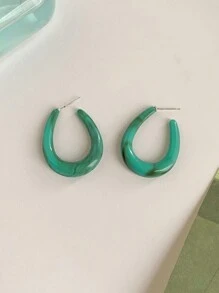 1 đôi Phổ biến nhất Cổ điển Hình chữ U vui tươi & Vòng khuyên tai đơn giản Thích hợp Đối với Của phụ nữ Mặc hàng ngày - màu đen - Xem 4