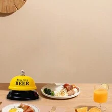1pc Cartoon Metal Handheld Service Bell In Yellow/Pink/Coffee Color For Restaurant, Reception, Pet Training, Game, Teacher, Lunch, Bar Or Hotel Best Gifts Birthday Graduation