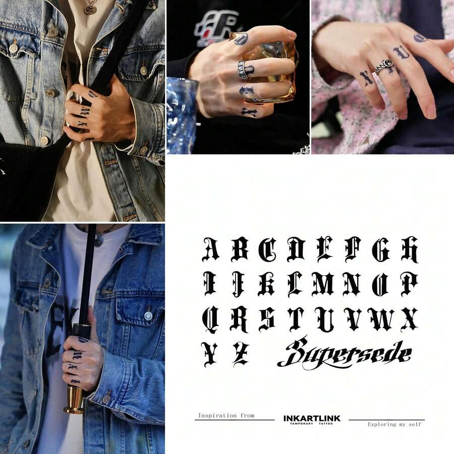 INKARTLINK革命性技術紋身，半永久性紋身，幸運號碼，字母，暫時性紋身，持久，假紋身，防水，真實紋身外觀，植物基，神奇墨水紋身