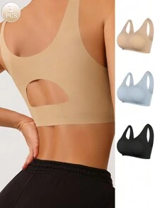 3 Stück Damen nahtloser Eisseiden-BH ohne Bügel, Komfort, unsichtbar