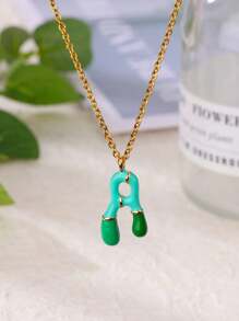 1入組多巴胺彩色氣泡字母頭飾項鍊，適合女孩子，可愛的氣球字母名稱項鍊，不鏽鋼鎖骨鏈，夏季時尚珠寶配飾（隨機顏色）