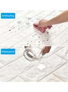 10M/5M/3M/2M/1M 3D 墙贴仿砖卧室家居装饰防水自粘 DIY 墙纸适用于客厅电视背景，翻新贴纸可撕墙板，墙纸，壁纸，春季装饰物品让您的家焕然一新，拉玛装饰贴纸 - H - 查看 6