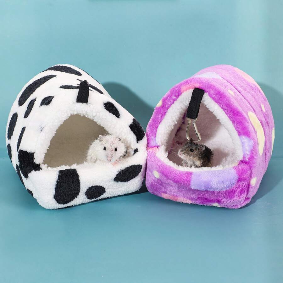 Giường nhà cho chuột hamster nhiều màu, thiết kế treo cho sóc, tàu lượn đường, nhím, chuột lang, chuột đồng, tổ nhung ấm áp cho thú cưng nhỏ - Màu tím - Xem 1