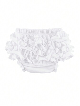 1 pieza Pantalones cortos de encaje blanco para bebé niña, braguitas para bebé