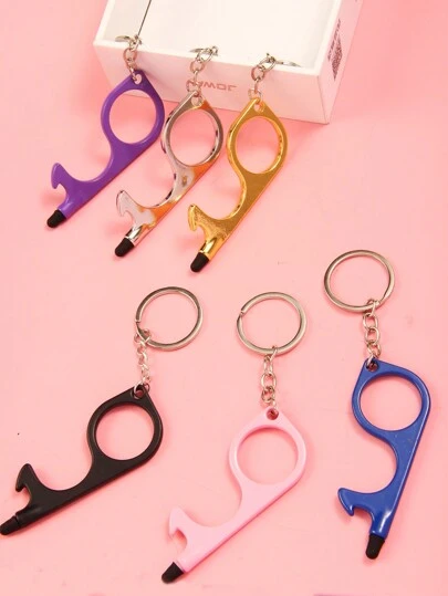 1Pc No Touch Door Opener Tool Multifunctional Touchless Door Opener With Stylus Tool Button Pusher Souvenir Car Accessories Bag Charm School Cute Goth Y2k Christmas Gift Ideas Bag Charms Car Teacher Friend Sister