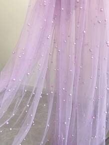 1 块紫色仿珍珠纱桌布，适用于甜点桌装饰、派对、聚会、餐桌背景装饰、圣诞节 - 紫色 - 查看 1