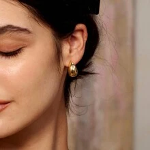 Tewiky Jewelry Chunky Gold Hoop Earrings For Women, 14K Gold/Silver Plated Hypoallergenic Earrings Lightweight Thick Gold Teardrop Earrings Gold Fashion Jewelry