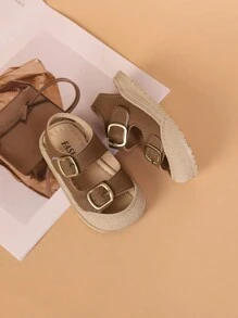 全新钩环幼儿防踢凉鞋，夏季儿童包趾鞋 - 棕色 - 查看 3