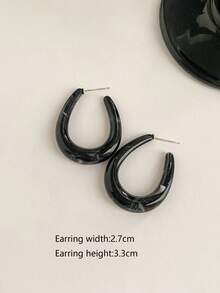 1 đôi Phổ biến nhất Cổ điển Hình chữ U vui tươi & Vòng khuyên tai đơn giản Thích hợp Đối với Của phụ nữ Mặc hàng ngày - màu đen - Xem 12
