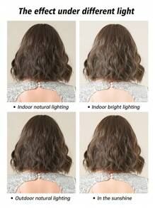 10英寸亚麻棕色短款波浪卷发合成耐热假发，带刘海，适合日常佩戴、派对和角色扮演 - 亞麻棕 - 查看 8