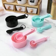 Ensemble De 10 Cuillères Doseuses En Plastique Noir, Cuillères Doseuses Pour La Pâtisserie Mesure D'outils De Pesage Ménagers Cuillères À Mesurer