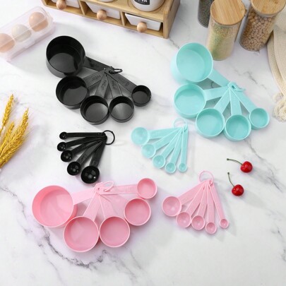 10pcs Black set plastic measuring spoons Baking measuring spoons Household weighing tool spoons Measuring cup