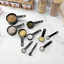 Ensemble De 10 Cuillères Doseuses En Plastique Noir, Cuillères Doseuses Pour La Pâtisserie Mesure D'outils De Pesage Ménagers Cuillères À Mesurer