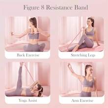 1pc Elastic 8-Shaped Handle Resistance Band, Fitness Stretching Band For Arms, Back, Shoulders, Legs, Yoga Stretching Tool - Multicolor - View 6