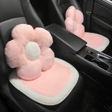 1pc Girly Pink Plush Car Seat Cushion, Warm Anti-Slip Comfortable Auto Seat Protector, Also Usable As Chair Pad