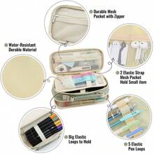 Dual Side Pencil Case Large Capacity Pencil Case Organizer; Double Zipper Storage Bag; Big Pencil Pouch - 綠色 - 查看 4