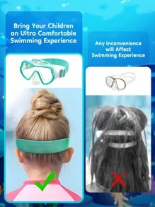 MYSTYLE 帶鼻罩潛水面鏡，彈性布料水肺面鏡，附防霧防破鏡片，適用於7-15歲青少年 - 薄荷綠 - 查看 3