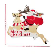 1入組創意聖誕老人門角裝飾，附雙面膠帶，麋鹿，木雕壁藝，聖誕門框標誌裝飾，聖誕樹和家居裝飾