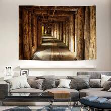 1 Tấm Thảm Họa Tiết Đường Hầm Bằng Gỗ Mộc Mạc, Tấm Thảm Polyester, Treo Tường Cho Phòng Khách Phòng Ngủ Văn Phòng, Trang Trí Nhà Cửa, Trang Trí Phòng Trang Trí Tiệc (Không Có Kẹp Cố Định) - Nhiều màu - Xem 5