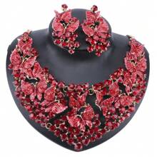 1 Set Luxus Kristall Schmetterling Halskette & Ohrringe Schmuckset, geeignet für Frauen Hochzeiten, Galas, Partys, Jahrestage, Valentinstag, Geburtstags Geschenke