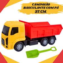 Caminhão Basculante Grande 37cm Pá Brinquedo Areia Praia Castelinho Meninos Carrinhos Crianças - Multicolorido - Visão 3