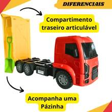 Caminhão Basculante Grande 37cm Pá Brinquedo Areia Praia Castelinho Meninos Carrinhos Crianças - Multicolorido - Visão 6