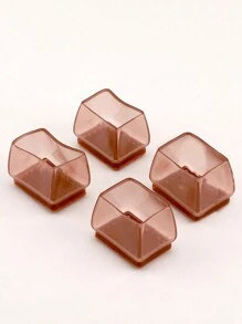 4pcs  Chair Leg Floor Protector, Rectangular Silicone Chair Leg Covers, Small Floor Felt Pads, Noise Reduction, Furniture Accessories - Brown - View 2