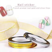 10pcs French Tip Tool Nail Art Gold And Silver Thread Top Glue Nail Decoration Anniversary, Thanksgiving Day, Christmas Day, Y2K Birthday, Festival, Valentine's Day, Mother's Day, Salon DIY Nail Polish Ideal Gift: Enjoy Nail Polish Art Time At Home With Family And Friends Nail Stickers For Nail Art Nail Charms Nail Gems Nail Supplies - Multicolor - View 2