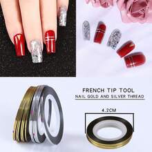 10pcs French Tip Tool Nail Art Gold And Silver Thread Top Glue Nail Decoration Anniversary, Thanksgiving Day, Christmas Day, Y2K Birthday, Festival, Valentine's Day, Mother's Day, Salon DIY Nail Polish Ideal Gift: Enjoy Nail Polish Art Time At Home With Family And Friends Nail Stickers For Nail Art Nail Charms Nail Gems Nail Supplies - Multicolor - View 1