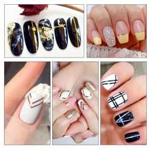 10pcs French Tip Tool Nail Art Gold And Silver Thread Top Glue Nail Decoration Anniversary, Thanksgiving Day, Christmas Day, Y2K Birthday, Festival, Valentine's Day, Mother's Day, Salon DIY Nail Polish Ideal Gift: Enjoy Nail Polish Art Time At Home With Family And Friends Nail Stickers For Nail Art Nail Charms Nail Gems Nail Supplies - Multicolor - View 4