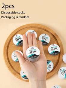 2Pairs Gray Disposable Socks Travel Business Breathable Compression Medium And Short Portable SoCks - Grey - View 1