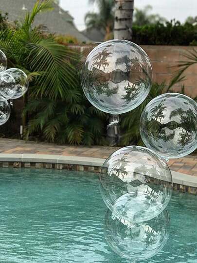 Pacote com 50 bolas de bolhas transparentes (5 tamanhos), 10 balões de bolhas de 12/16/18/20/24 polegadas cada, 5 balões transparentes ocos para enchimento, 3 balões grandes de plástico moderno transparente redondo com entrada única/dupla, adequados para festas, casamentos, aniversários, decorações de festivais, decoração de volta às aulas, festa de Dia dos Namorados, decoração de local para pedido de casamento