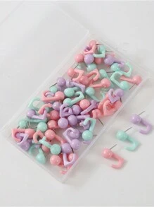 50 Stück Pinnhaken, Pinnnadeln mit Kunststoffköpfen, dekorative Pinnwandnägel für Fotowände, Pinnwände, Heimwände, Bürobedarf für Schule und Zuhause (Makaron Farben zufällig)