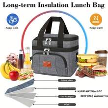 1 件-双层大容量保温袋、户外冰袋、方便外出、野餐袋、男女通用的便携式午餐袋、带可调节肩带的柔软手提包，适用于工作、学校、成人办公室、返回学校和露营、存储、厨房整理器、厨房用品、房间装饰、家居装饰。 - 彩色 - 查看 4
