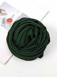 女士围巾帽子两件套，百搭帽子头巾套装，适合搭配长袍，弹力帽和雪纺围巾组合，休闲穿着 - 墨綠色 - 查看 4