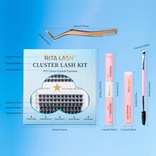RITALASH Bộ mở rộng mi DIY, 168 cụm mi có liên kết và bịt kín, cụm chổi chải Mascara, dụng cụ bôi mi - màu đen - Xem 10