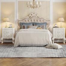 Tribesigns White Nightstand, End Table With 2 Drawers, Carved Bedside Tables, Side Table For Bedroom, Living Room, Classic Bedroom Furniture - trắng - Xem 2
