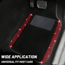 NBTEPEM Bling Car Floor Mats Full Set, Universal Fit Most Cars,SUV, Trucks, 4 Pcs Sparkle Glitter Diamond Carpet For Women Girls With Anti-Slip Pad,Car Mast - Red - View 2