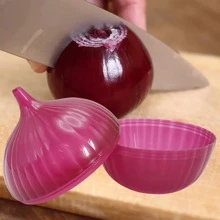 1 Pieza Recipiente De Almacenamiento De Cebolla, Caja De Conservación De Alimentos En Forma De Cebolla Clásica Para Mantener Los Alimentos Frescos - Morado - Ver 3