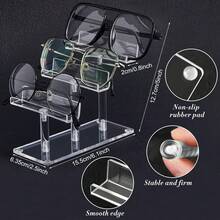 1 pieza Soporte acrílico de exhibición de gafas de tres niveles, estante de gafas de sol, soporte de gafas de sol, organizador de accesorios para gafas y gafas de sol, 5 pulgadas de altura.