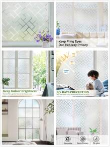 Window Privacy Film Frosted Glass Window Film Sun Blocking Window Tinting Film For Home, Static Clings Removable Frosting Bathroom Door Window Covering,Stickers,Wall Decal, Vinyl Decal For Home Decorations,Spring Decoration Items Refresh Your Home,Rama Decoration Stickers