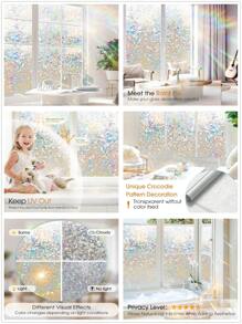 Window Privacy Film Frosted Glass Window Film Sun Blocking Window Tinting Film For Home, Static Clings Removable Frosting Bathroom Door Window Covering,Stickers,Wall Decal, Vinyl Decal For Home Decorations,Spring Decoration Items Refresh Your Home,Rama Decoration Stickers